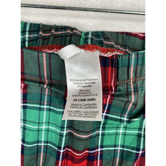 Joyspun Two Piece Pajama Set Womens 3X 22W 24W Red Green Plaid Holiday Cheers - Picture 10 of 14